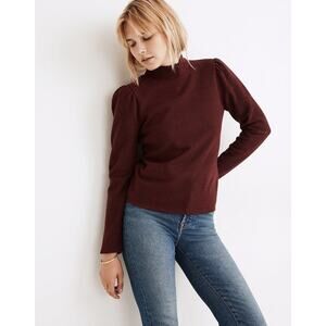 NWT Madewell (Re)sourced Plush Mockneck Puff-Sleeve Top Medium